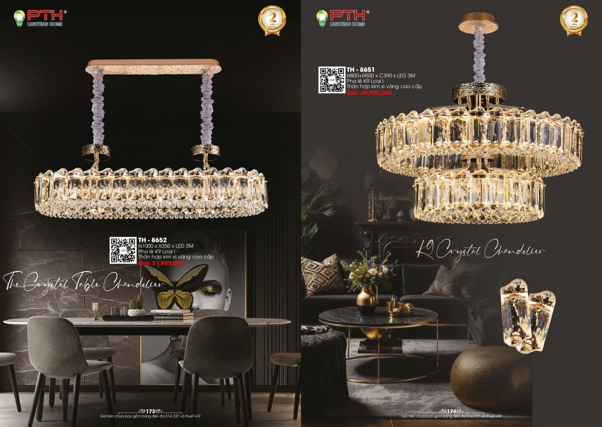 Bảng giá đèn trang trí PTH Lighting Home 2026